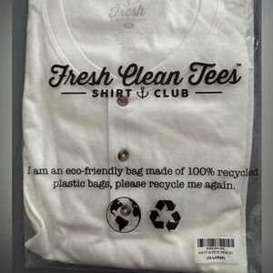 Brand New 3X Fresh Clean Tees Shirt Club - White Sleeve Henley